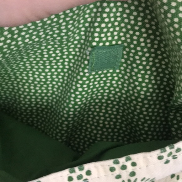 Canvas polka dot green and cream tote purse - Picture 5 of 7